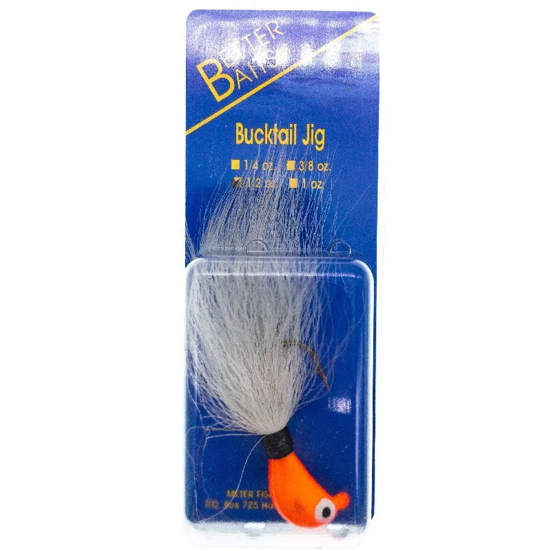 Better Baits Bucktail Jig 1/2 oz Orange/White