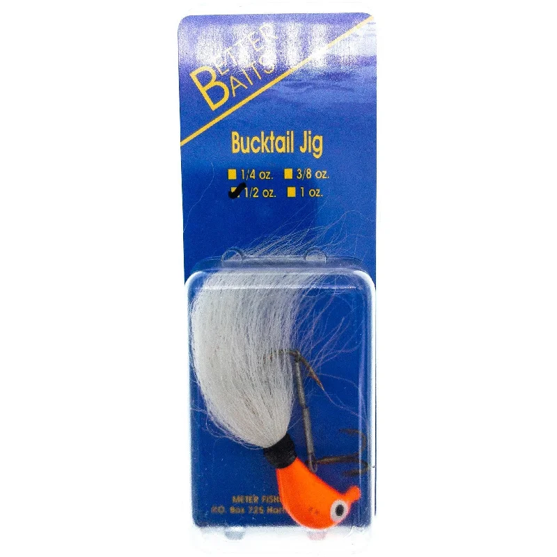 Better Baits Bucktail 1/2 oz with Stinger Treble Hook Orange/White