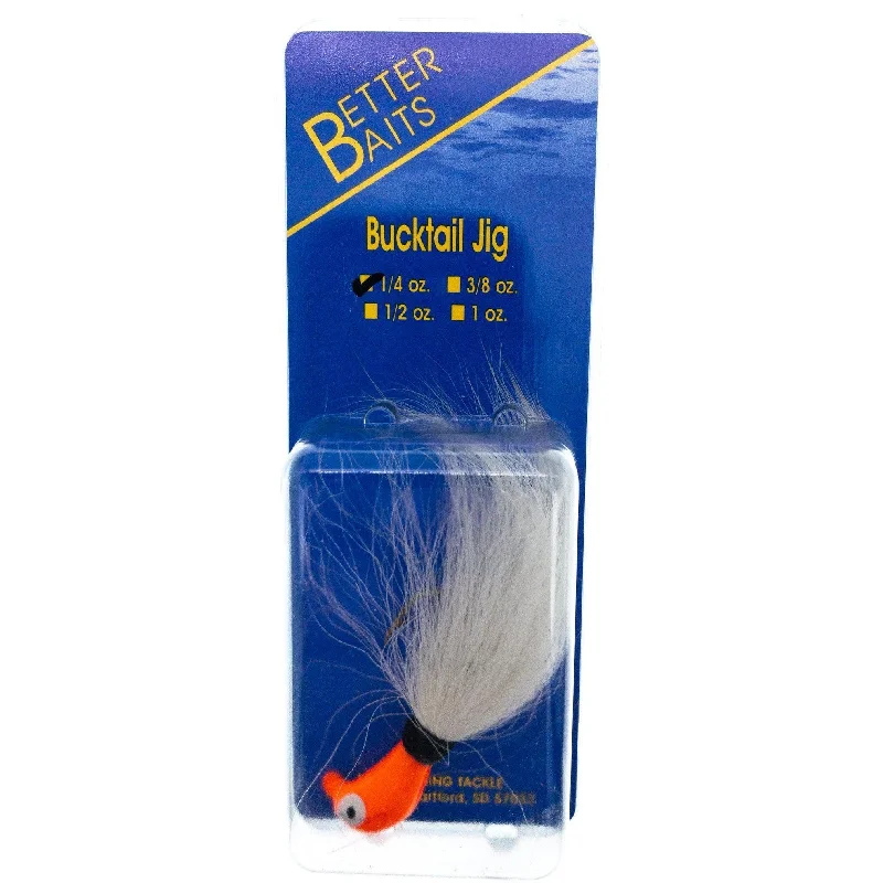 Better Baits Bucktail 1/4 oz Orange Head White Tail