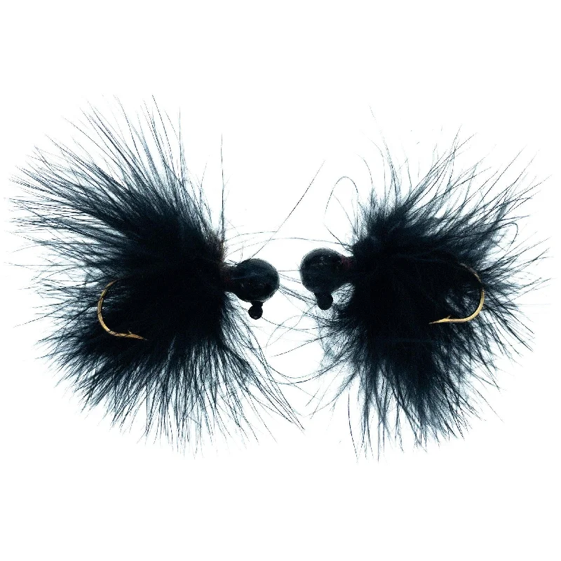 Better Baits Hand-Tied Marabou Jigs 1/4 oz Black Qty 2