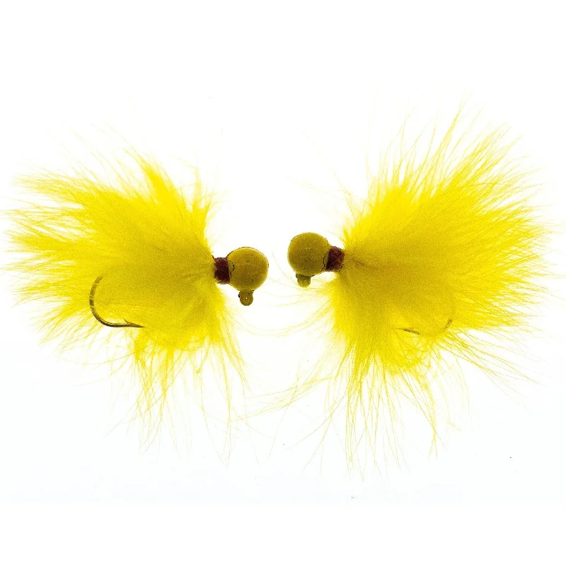 Better Baits Hand-Tied Marabou Jigs 1/8 oz Yellow Qty 2