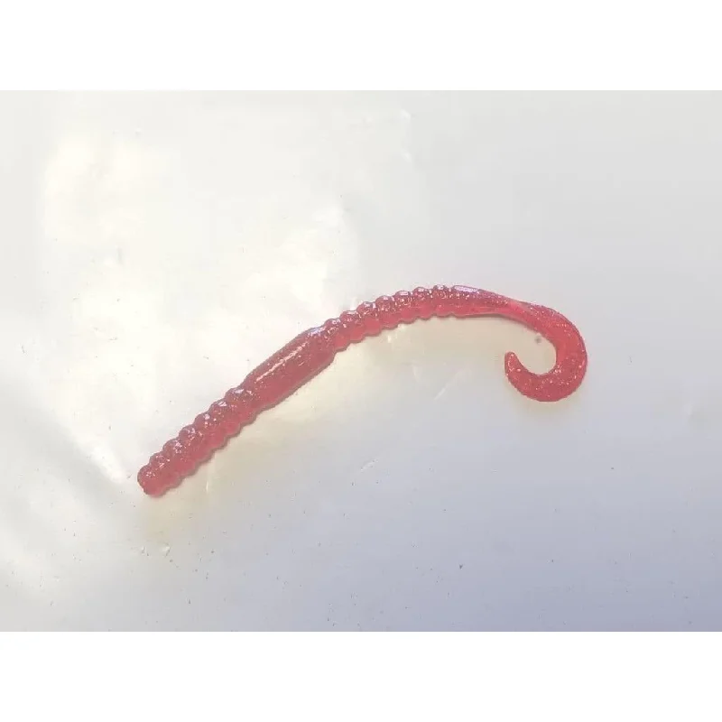 Jed Welsh Curly Tail Worm 4-1/4" Red/Glitter Qty 10