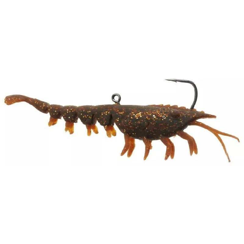 Hyperlastics Nat' Shrimp Floating 4" 1/4 oz. 3 Bodies and 1 Hook - Rootbeer