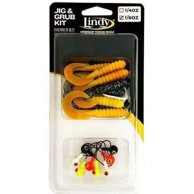 Lindy Lady Jig & Grub Kit LJGK02 1/8 Oz 16 Grubs 8 Jigs