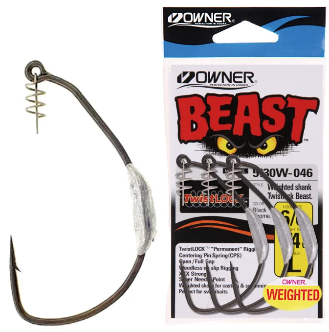 Owner Beast Weighted Twist Lock Hook 4/0 1/8oz