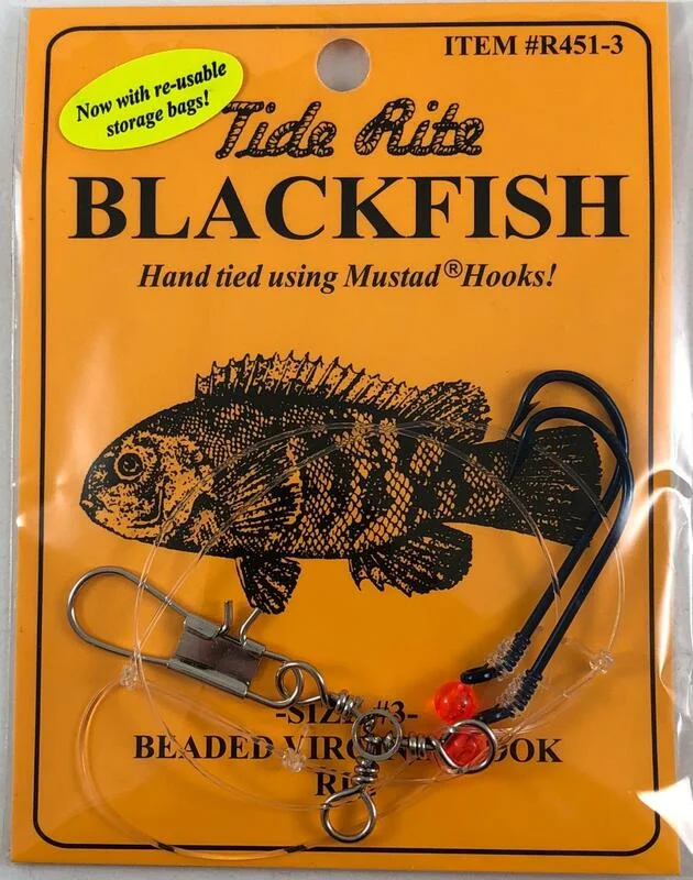 Tide Rite Hand Tied Beaded Virginia Hook Blackfish Rigs, Mustad Long Shank Hooks