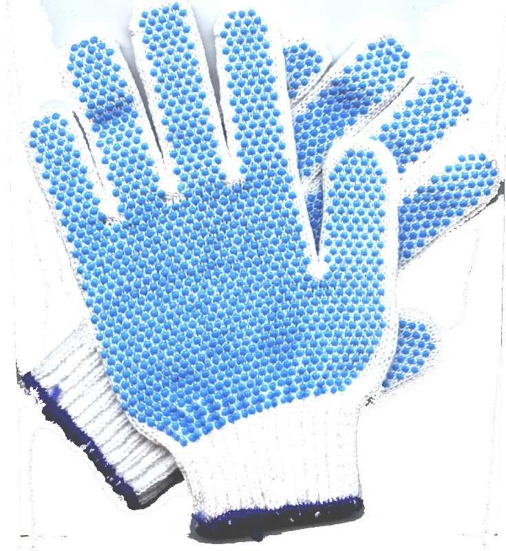 Gloves - White Work Gloves with Blue Dots