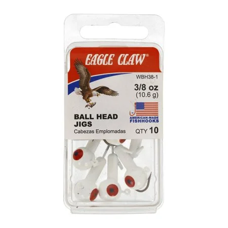 Ball Head Jig 38Oz, 10Pk, White, 10PK