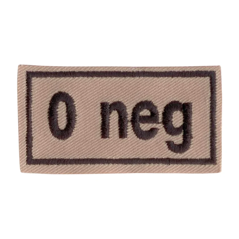 Blood Type Patch 0 neg khaki