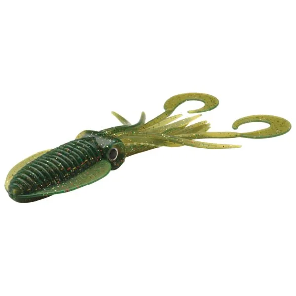 P-Line Twin Tail Squid - 4-1/2" - Motor Oil Glitter