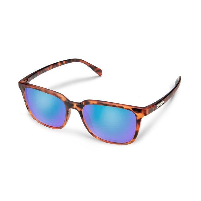 Matte Tortoise Frame Polarized Blue Mirror Lens