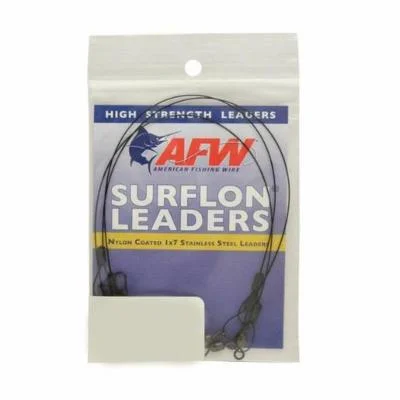 Surflon Leaders Nylon Coated 1X7 Stainless, Sleeve Swivel, Locksnap, 20 Lb 9 Kg Test, Black, 18 in