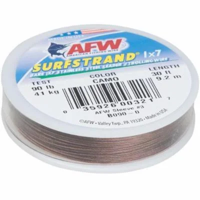 Surfstrand Bare 1X7 Stainless Steel Leader Wire 15Lb 7 Kg Test 010 in 025 Mm Dia Camo 30 Ft 9