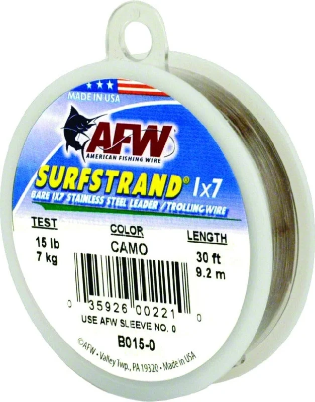 Surfstrand Bare 1X7 Stainless Steel Leader Wire 40Lb 18 Kg Test 015 in 038 Mm Dia Camo 30 Ft