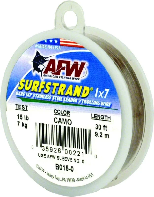 Surfstrand Bare 1X7 Stainless Steel Leader Wire 60Lb 27 Kg Test 018 in 046 Mm Dia Camo 30 Ft